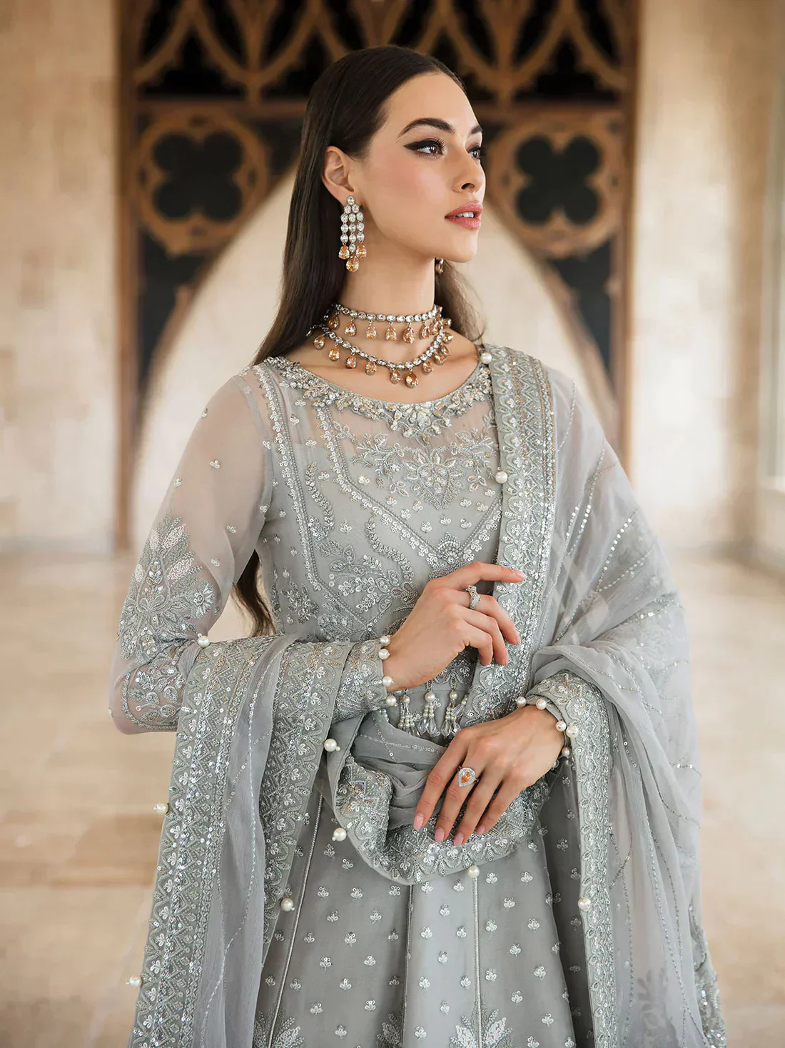 Gulaal | Embroidered Chiffon 23 | ARWA 06 -  Gulaal Bridal - Original Designer Dress - House of Maryam