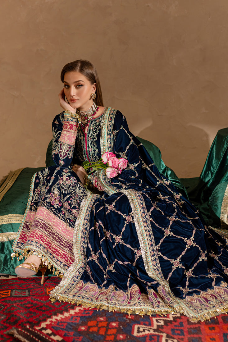 Marjjan | De Rose Velvet | MRV-10 (BLUE) -  Marjjan Ladies Clothes - Original Designer Dress - House of Maryam