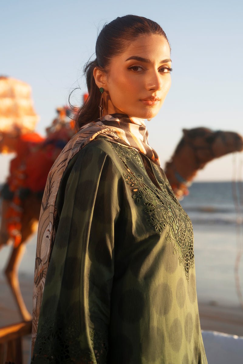Baroque | Luxury Pret 25 | UF-4064-Brand:Baroque-Type:Ladies Clothes-Olive Green-Lawn-House of Maryam- Buy in UK, USA