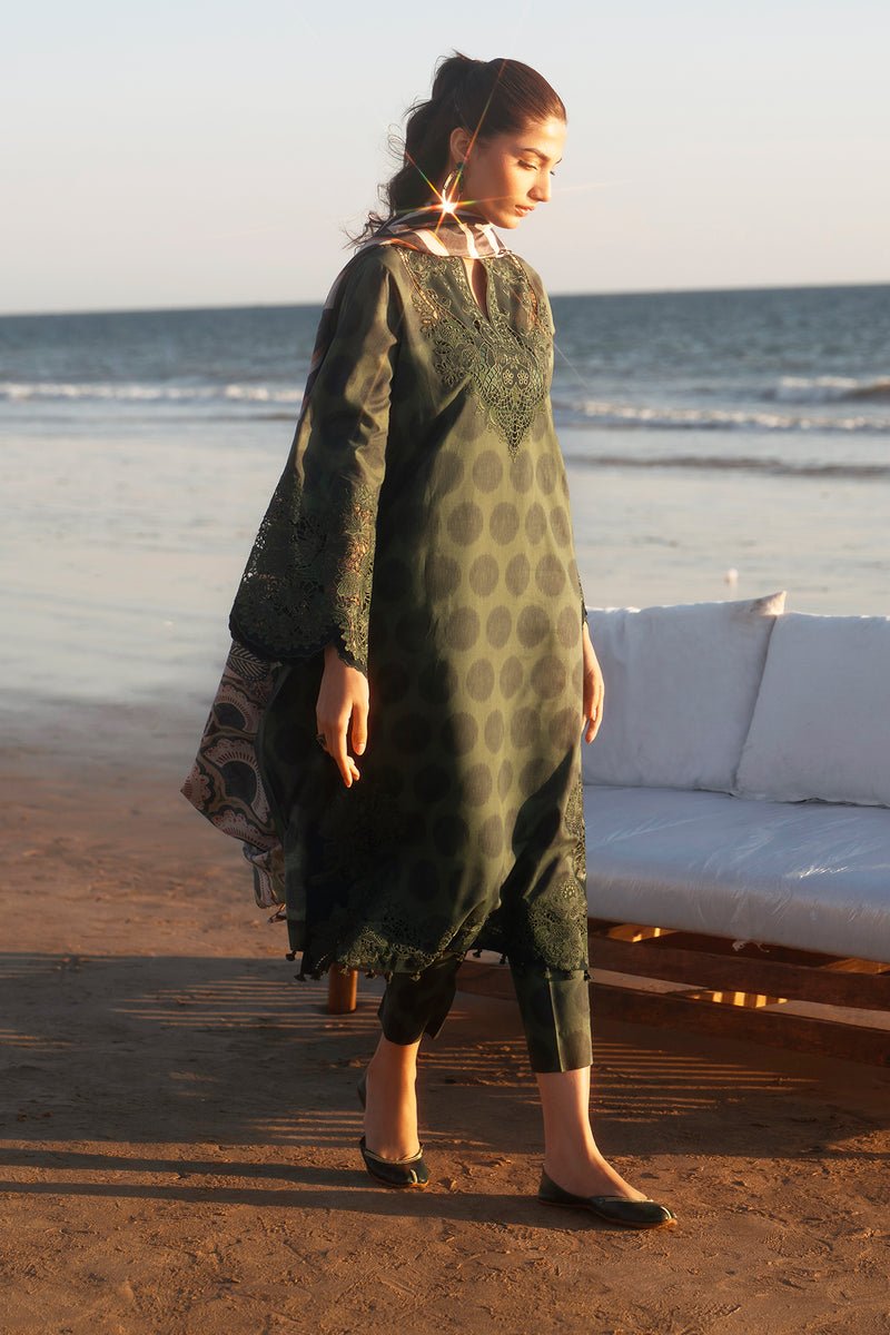 Baroque | Luxury Pret 25 | UF-4064-Brand:Baroque-Type:Ladies Clothes-Olive Green-Lawn-House of Maryam- Buy in UK, USA