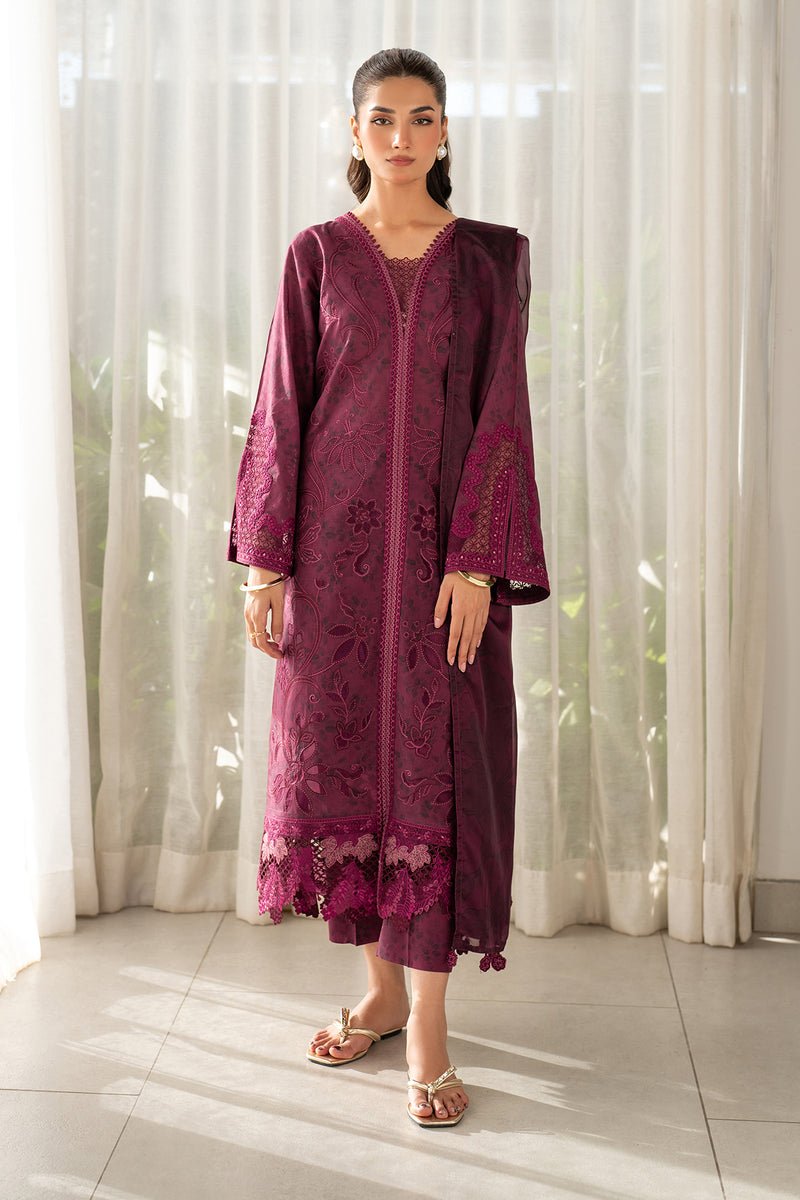 Baroque | Luxury Pret 25 | UF-4098-Brand:Baroque-Type:Ladies Clothes-Wine Berry-Lawn-House of Maryam- Buy in UK, USA