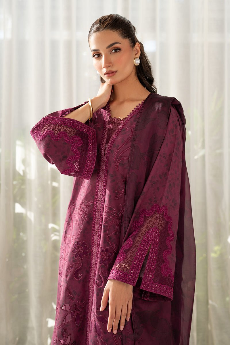 Baroque | Luxury Pret 25 | UF-4098-Brand:Baroque-Type:Ladies Clothes-Wine Berry-Lawn-House of Maryam- Buy in UK, USA