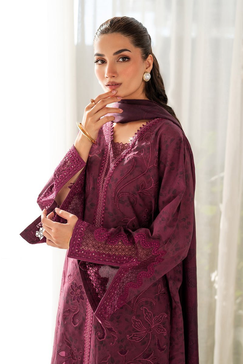 Baroque | Luxury Pret 25 | UF-4098-Brand:Baroque-Type:Ladies Clothes-Wine Berry-Lawn-House of Maryam- Buy in UK, USA