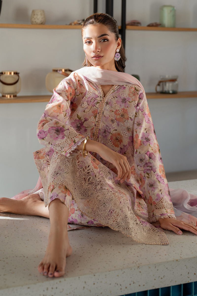 Baroque | Luxury Pret 25 | UF-4099-Brand:Baroque-Type:Ladies Clothes-Pale Peach-Lawn-House of Maryam- Buy in UK, USA