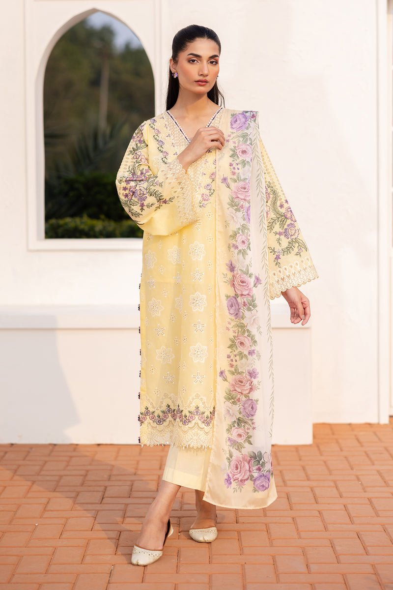 Baroque | Luxury Pret 25 | UF-4147-Brand:Baroque-Type:Ladies Clothes-Pastel Yellow-Lawn-House of Maryam- Buy in UK, USA