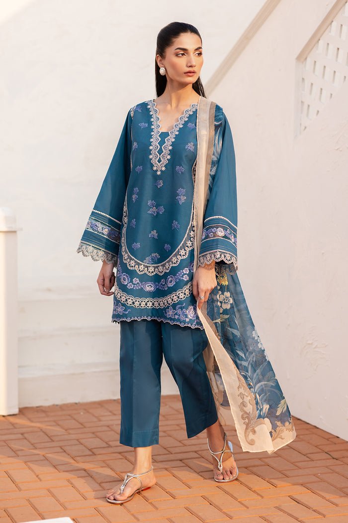 Baroque | Luxury Pret 25 | UF-4148-Brand:Baroque-Type:Ladies Clothes-Blue-Lawn-House of Maryam- Buy in UK, USA
