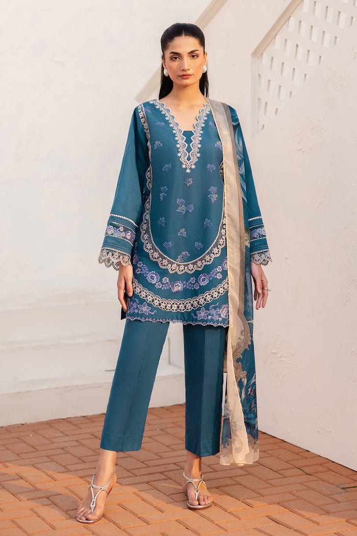 Baroque | Luxury Pret 25 | UF-4148-Brand:Baroque-Type:Ladies Clothes-Blue-Lawn-House of Maryam- Buy in UK, USA