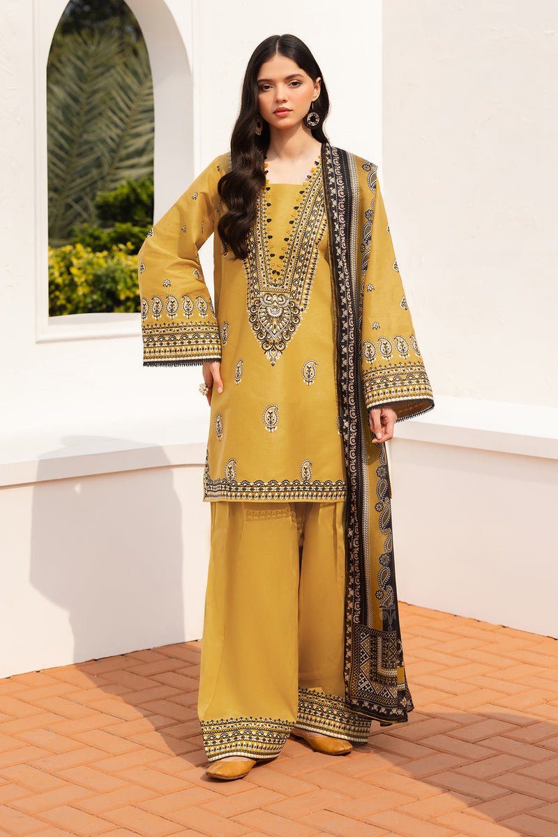 Baroque | Luxury Pret 25 | UF-4153-Brand:Baroque-Type:Ladies Clothes-Mustard-Lawn-House of Maryam- Buy in UK, USA