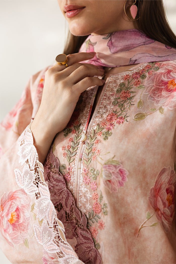 Baroque | Luxury Summer Pret | UF-4427-Brand:Baroque-Type:Ladies Clothes-Pale Peach-Lawn-House of Maryam- Buy in UK, USA