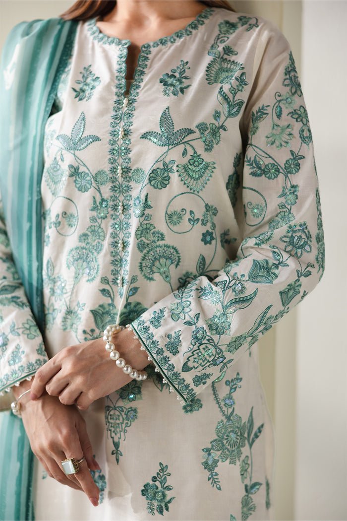 Baroque | Luxury Summer Pret | UF-4430-Brand:Baroque-Type:Ladies Clothes-Off White-Jacquard Lawn-House of Maryam- Buy in UK, USA