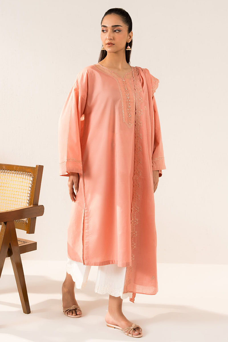 Cross Stitch | Basic Pret | Coral Sand-2PC (Shirt & Dupatta)