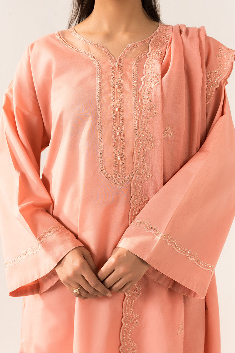 Cross Stitch | Basic Pret | Coral Sand-2PC (Shirt & Dupatta)