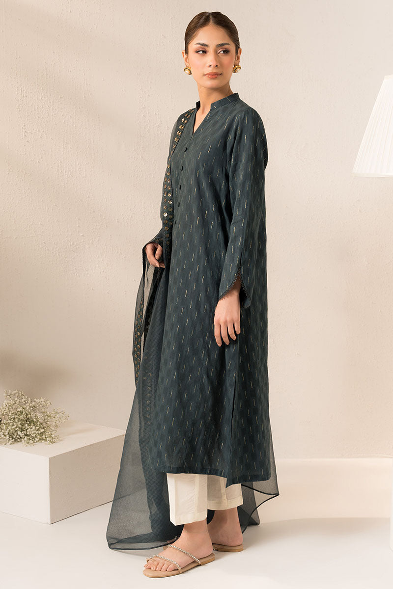 Cross Stitch | Basic Pret | Smoke Green-2PC (Shirt & Dupatta), image 3