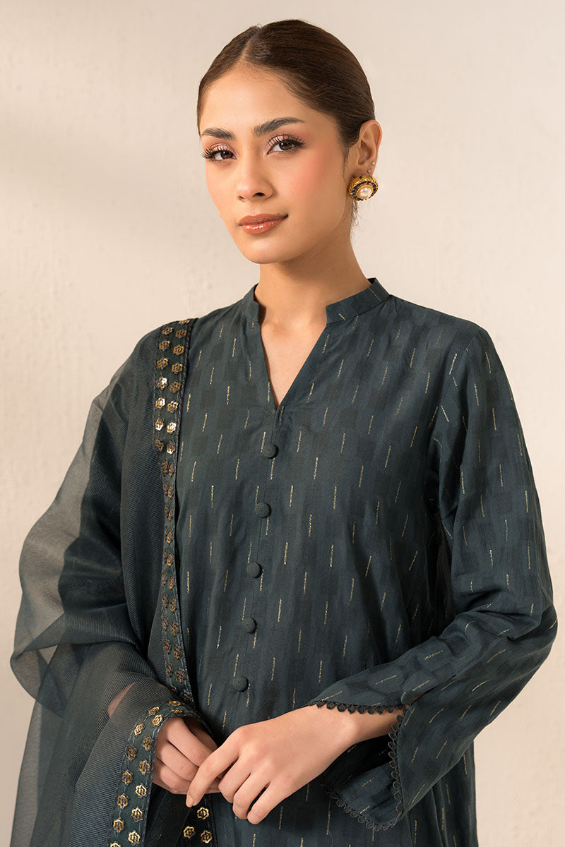 Cross Stitch | Basic Pret | Smoke Green-2PC (Shirt & Dupatta), image 2