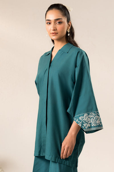 Cross Stitch | Basic Pret | Teal Tapestry-2 PC (Shirt & Trouser)