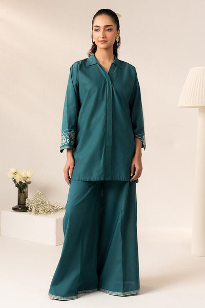 Cross Stitch | Basic Pret | Teal Tapestry-2 PC (Shirt & Trouser)
