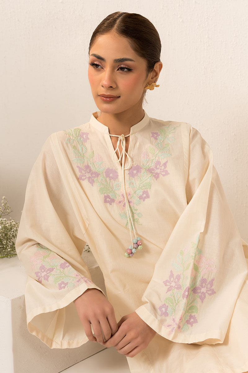 Cross Stitch | Basic Pret | Pearled Ivoryy-2PC (Shirt & Trouser)