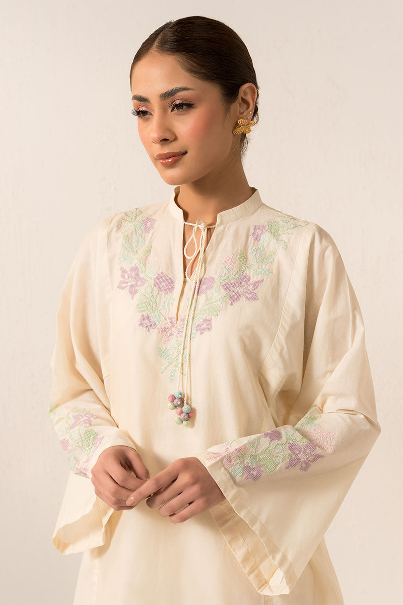 Cross Stitch | Basic Pret | Pearled Ivoryy-2PC (Shirt & Trouser)-5