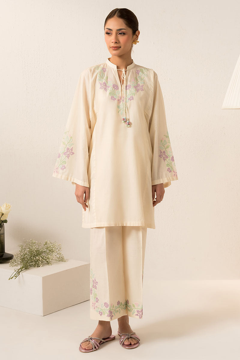 Cross Stitch | Basic Pret | Pearled Ivoryy-2PC (Shirt & Trouser)