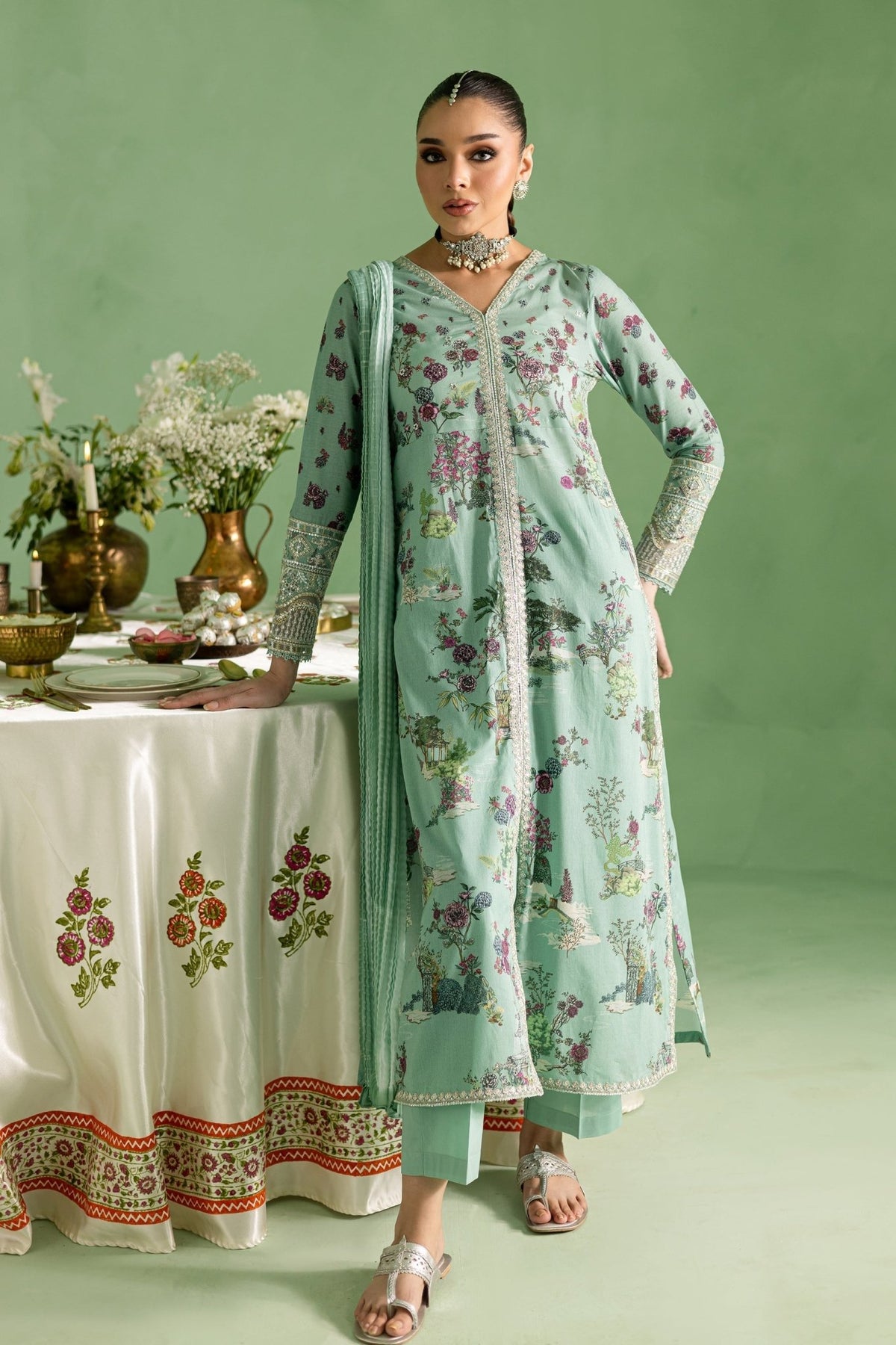 Batik | Chargbagh | Crepe-Brand:Batik-Type:Ladies Clothes-Sea Green-Lawn-House of Maryam- Buy in UK, USA