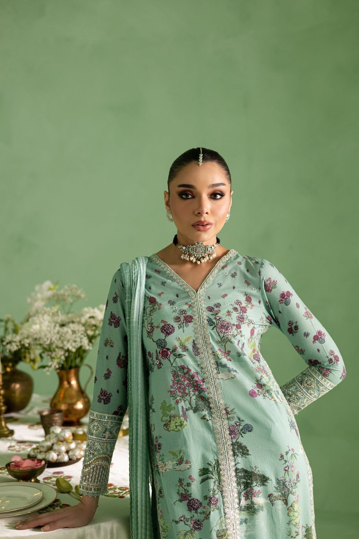 Batik | Chargbagh | Crepe-Brand:Batik-Type:Ladies Clothes-Sea Green-Lawn-House of Maryam- Buy in UK, USA
