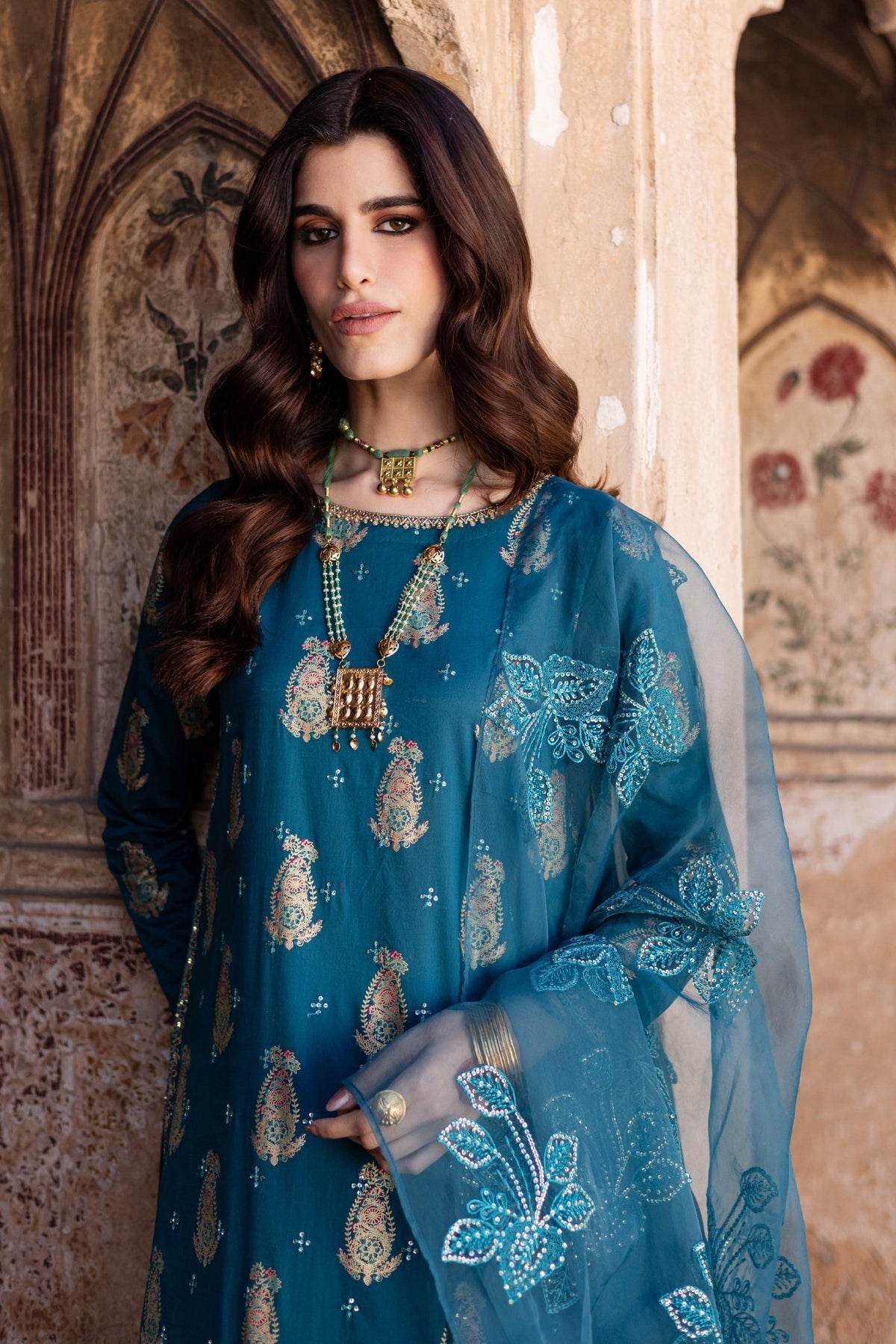 Batik | Chargbagh | Crisp-Brand:Batik-Type:Ladies Clothes-Teal Blue-Lawn-House of Maryam- Buy in UK, USA