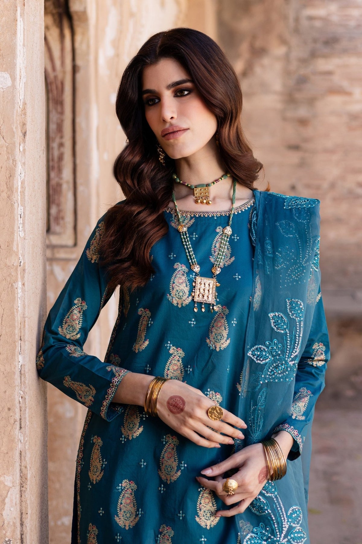 Batik | Chargbagh | Crisp-Brand:Batik-Type:Ladies Clothes-Teal Blue-Lawn-House of Maryam- Buy in UK, USA