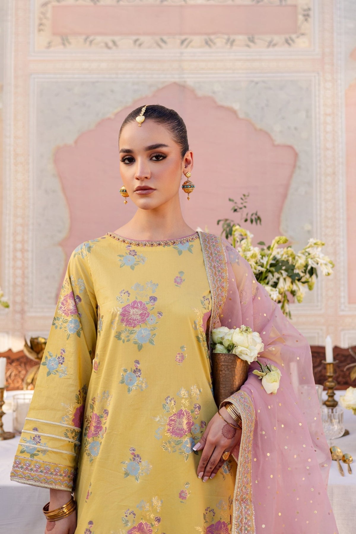 Batik | Chargbagh | Gilt-Brand:Batik-Type:Ladies Clothes-Lemon Yellow-Lawn-House of Maryam- Buy in UK, USA