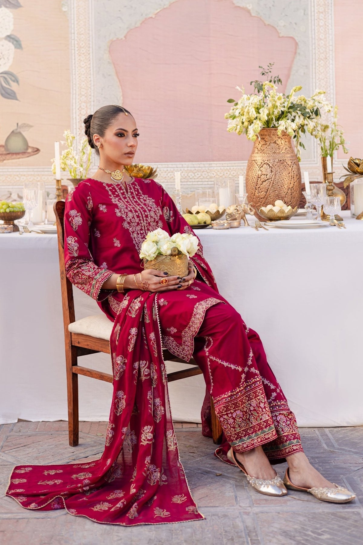 Batik | Chargbagh | Laleh-Brand:Batik-Type:Ladies Clothes-Red-Lawn-House of Maryam- Buy in UK, USA
