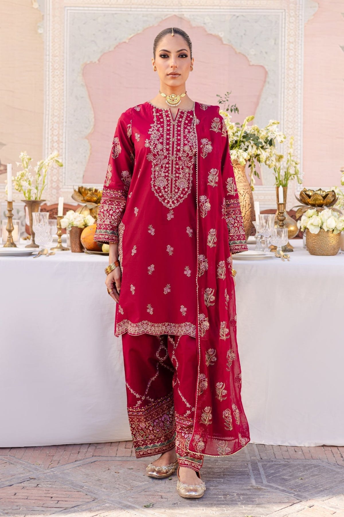 Batik | Chargbagh | Laleh-Brand:Batik-Type:Ladies Clothes-Red-Lawn-House of Maryam- Buy in UK, USA