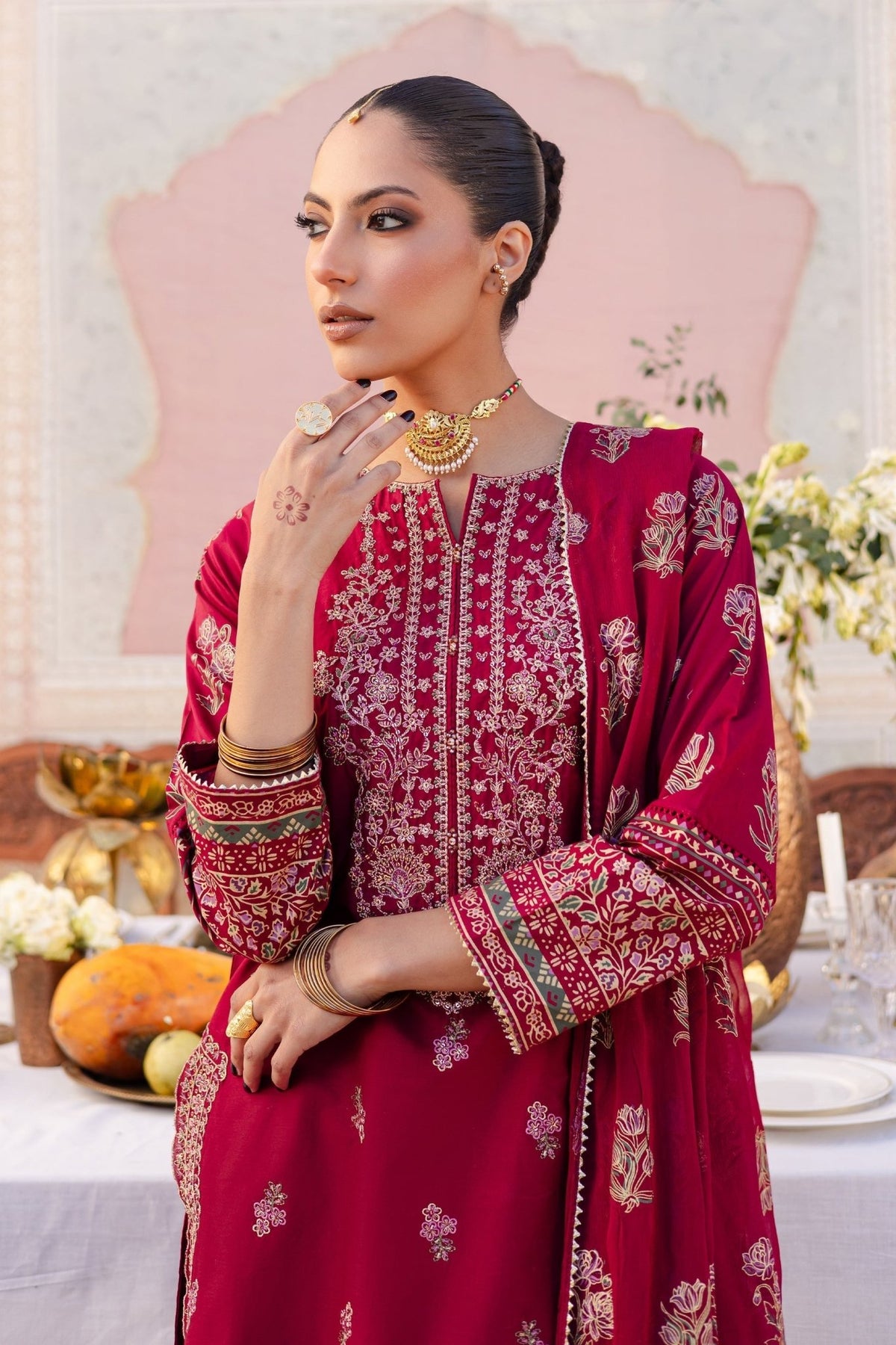 Batik | Chargbagh | Laleh-Brand:Batik-Type:Ladies Clothes-Red-Lawn-House of Maryam- Buy in UK, USA