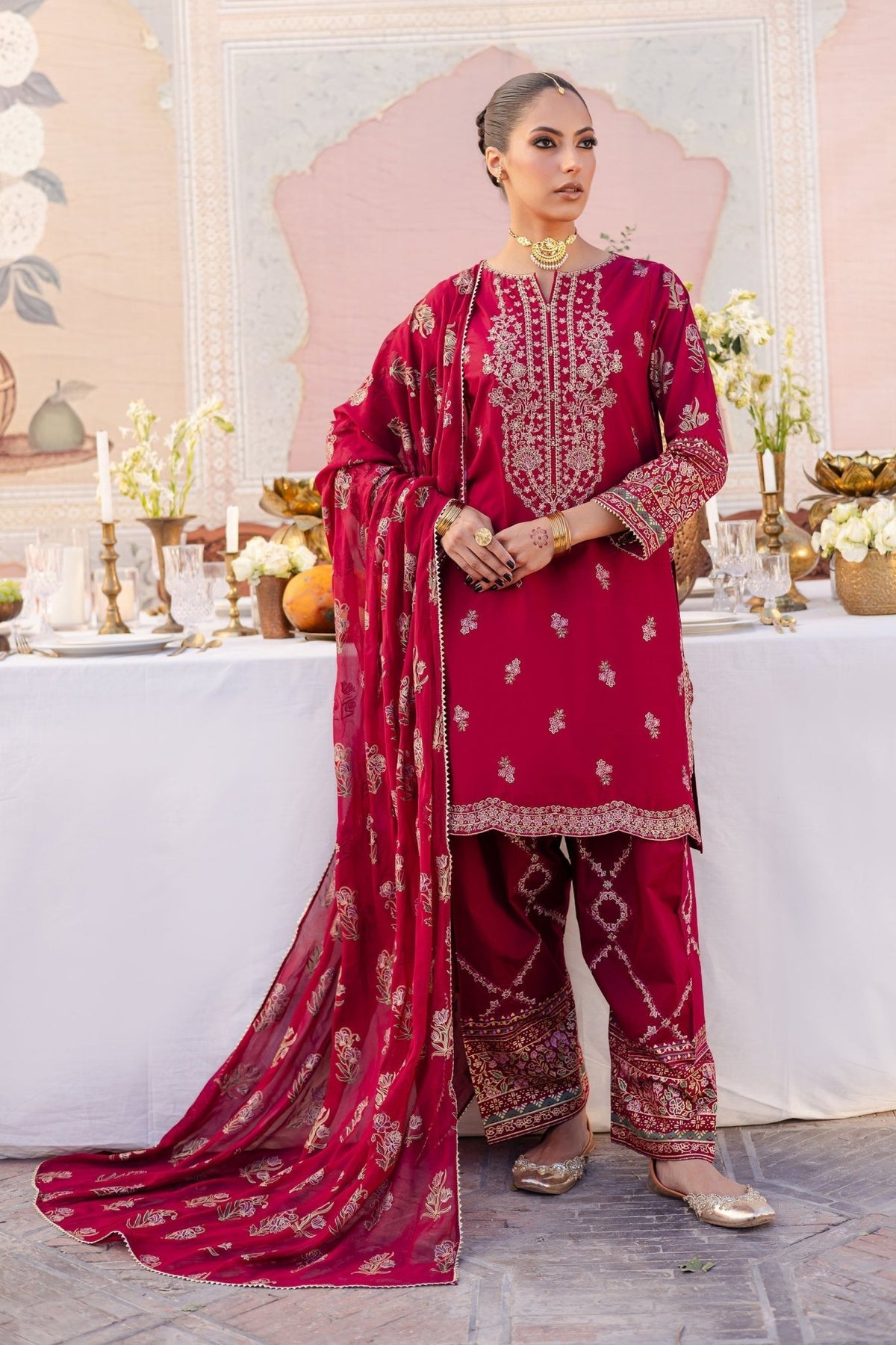 Batik | Chargbagh | Laleh-Brand:Batik-Type:Ladies Clothes-Red-Lawn-House of Maryam- Buy in UK, USA