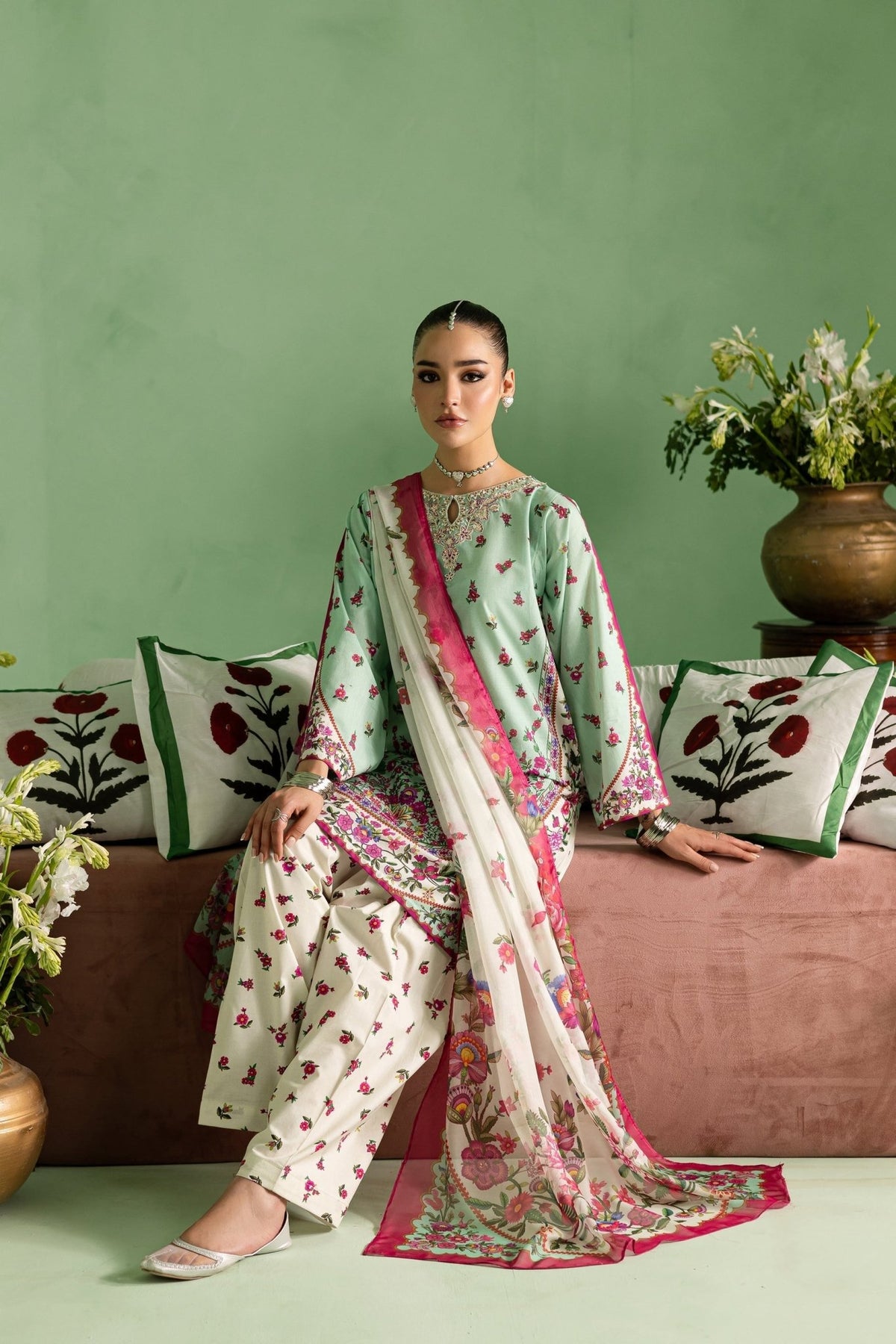 Batik | Chargbagh | Neena-Brand:Batik-Type:Ladies Clothes-Mint Green-Pima Lawn-House of Maryam- Buy in UK, USA