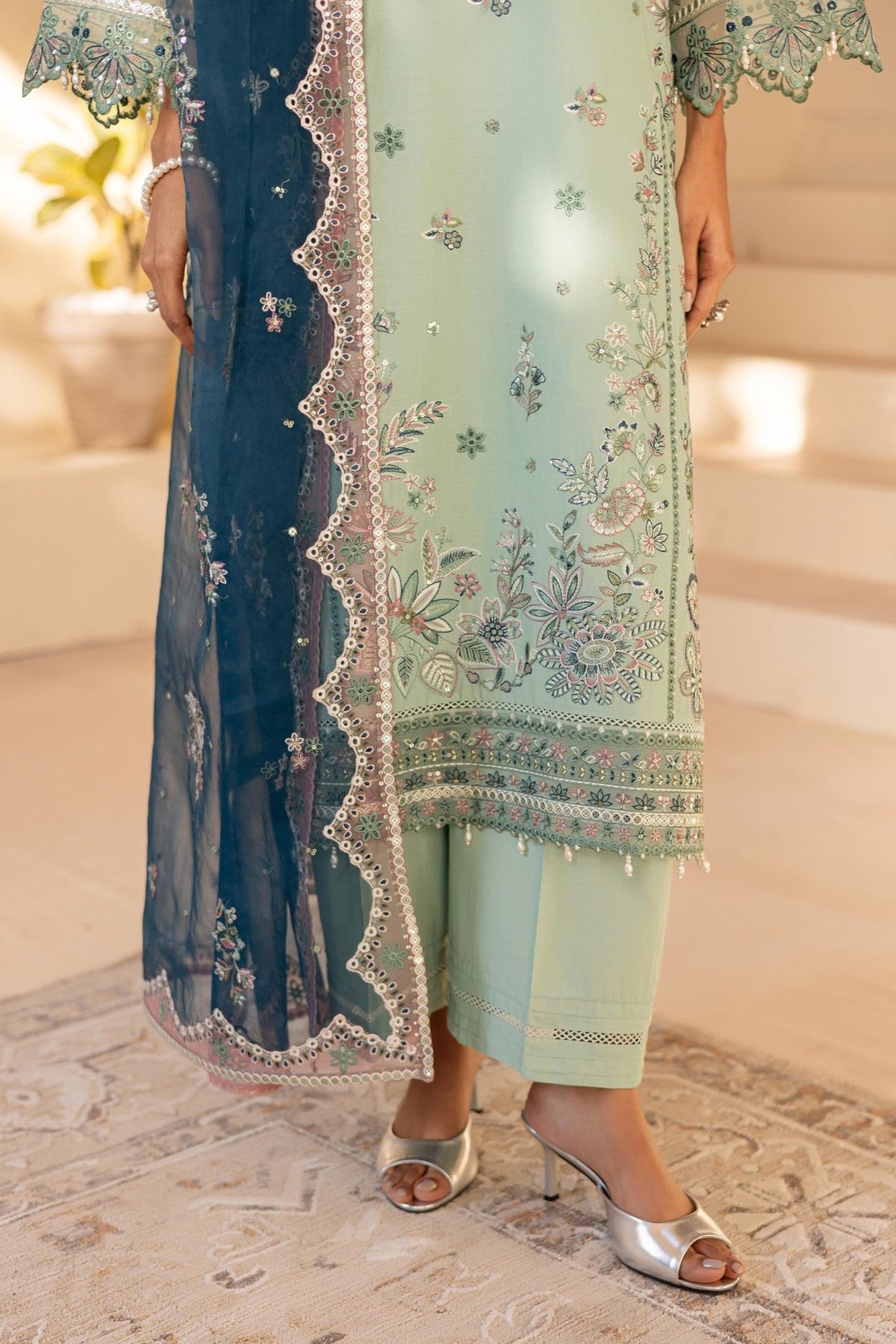 Batik | Cyra Luxury Solids | Asterin-Brand:Batik-Type:Ladies Clothes-Mint Gray-Lawn-House of Maryam- Buy in UK, USA