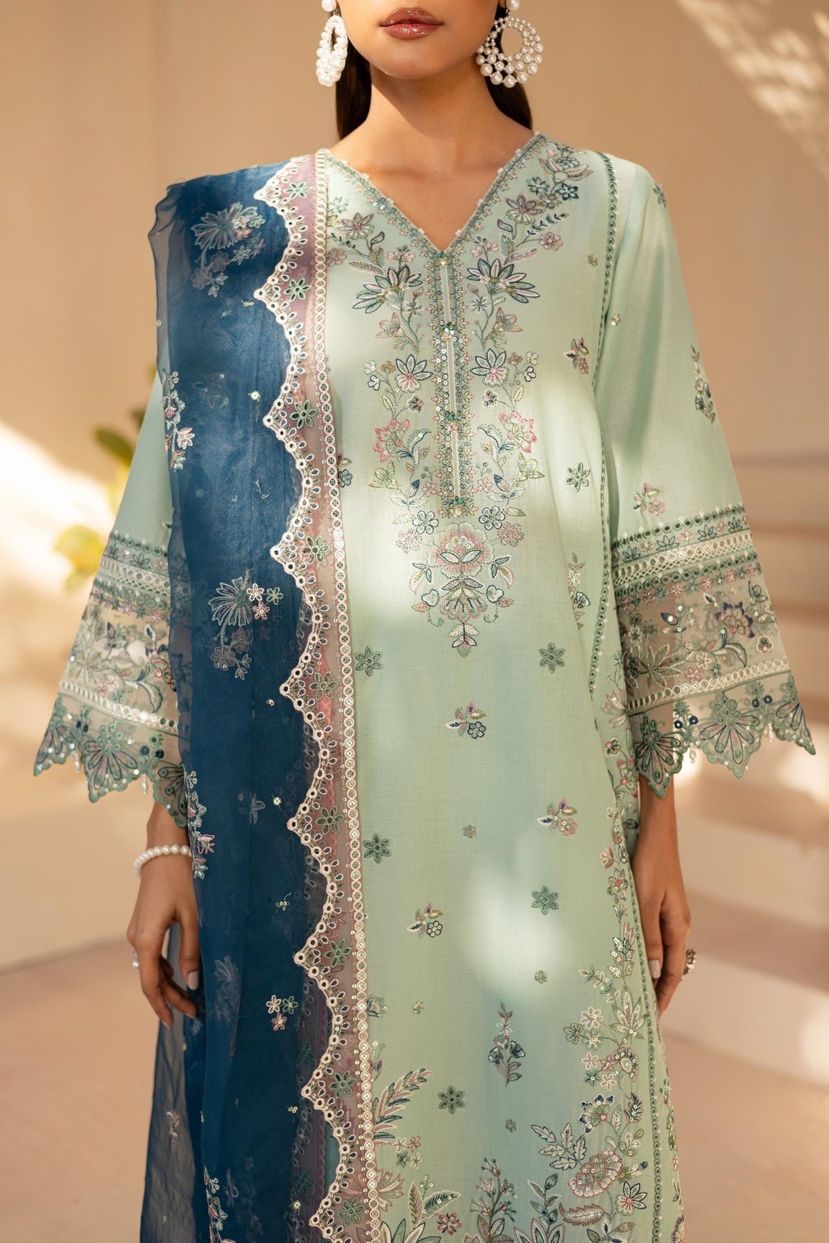Batik | Cyra Luxury Solids | Asterin-Brand:Batik-Type:Ladies Clothes-Mint Gray-Lawn-House of Maryam- Buy in UK, USA
