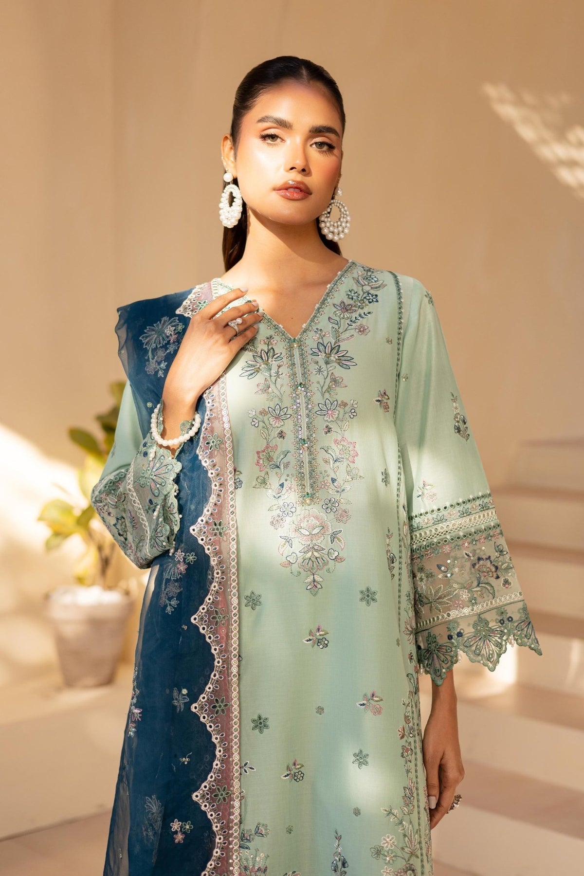 Batik | Cyra Luxury Solids | Asterin-Brand:Batik-Type:Ladies Clothes-Mint Gray-Lawn-House of Maryam- Buy in UK, USA