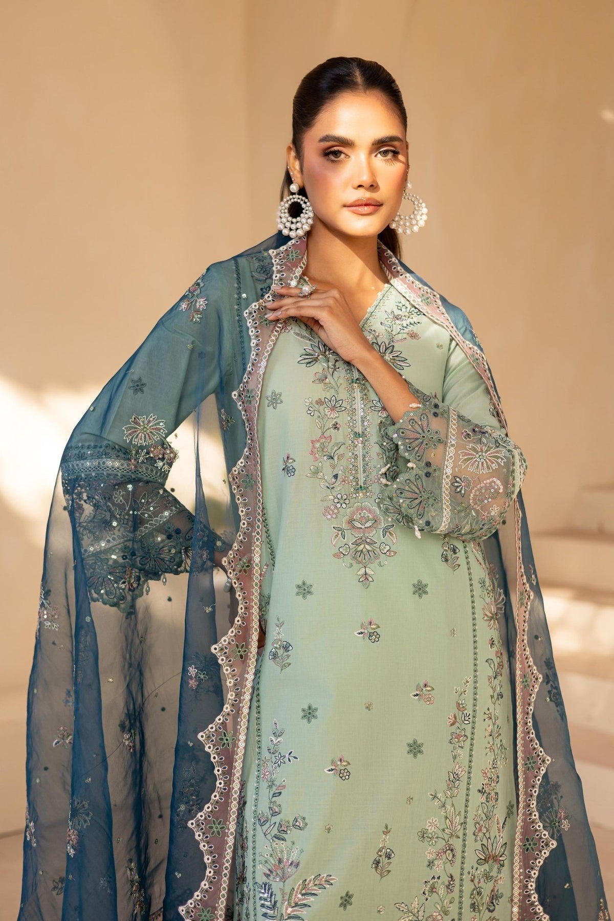 Batik | Cyra Luxury Solids | Asterin-Brand:Batik-Type:Ladies Clothes-Mint Gray-Lawn-House of Maryam- Buy in UK, USA