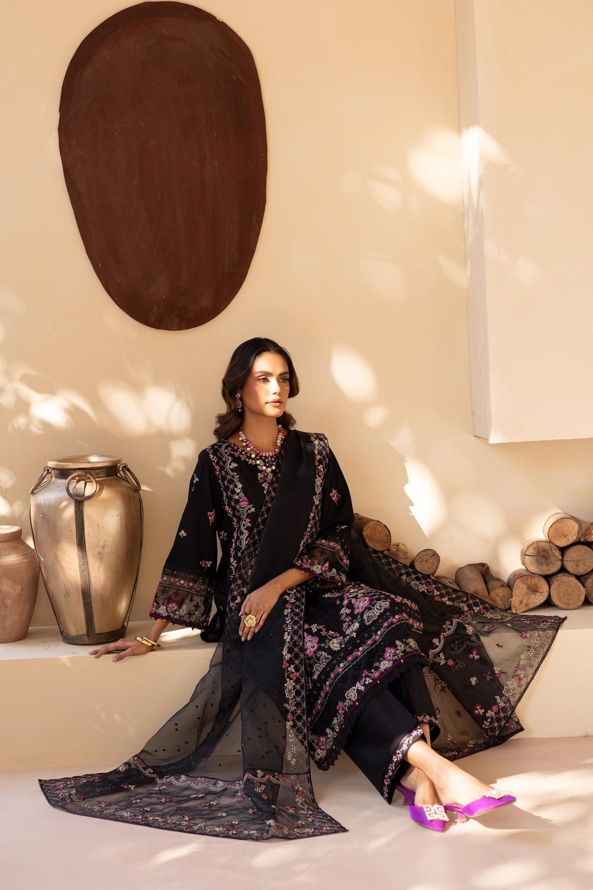Batik | Cyra Luxury Solids | Black Onyx-Brand:Batik-Type:Ladies Clothes-Black-Lawn-House of Maryam- Buy in UK, USA