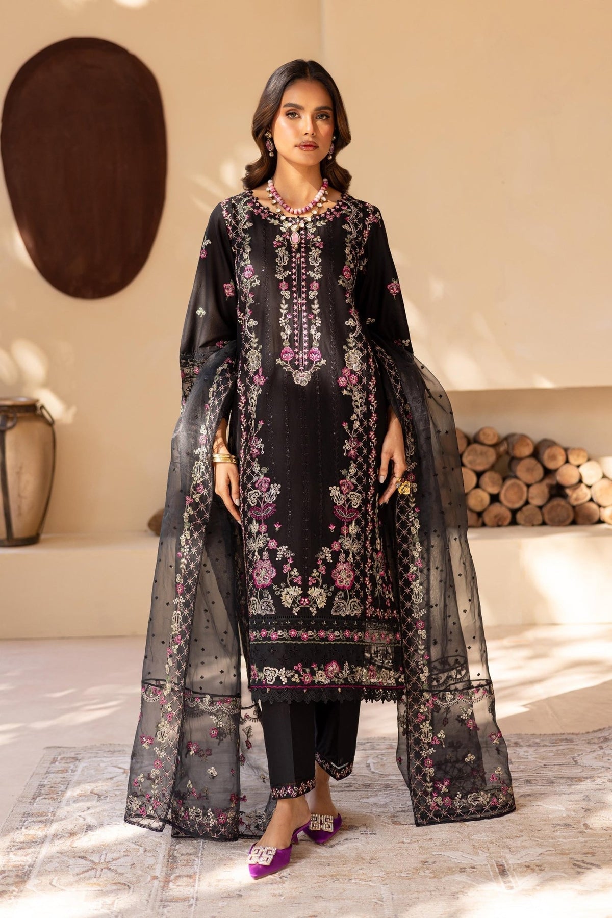 Batik | Cyra Luxury Solids | Black Onyx-Brand:Batik-Type:Ladies Clothes-Black-Lawn-House of Maryam- Buy in UK, USA