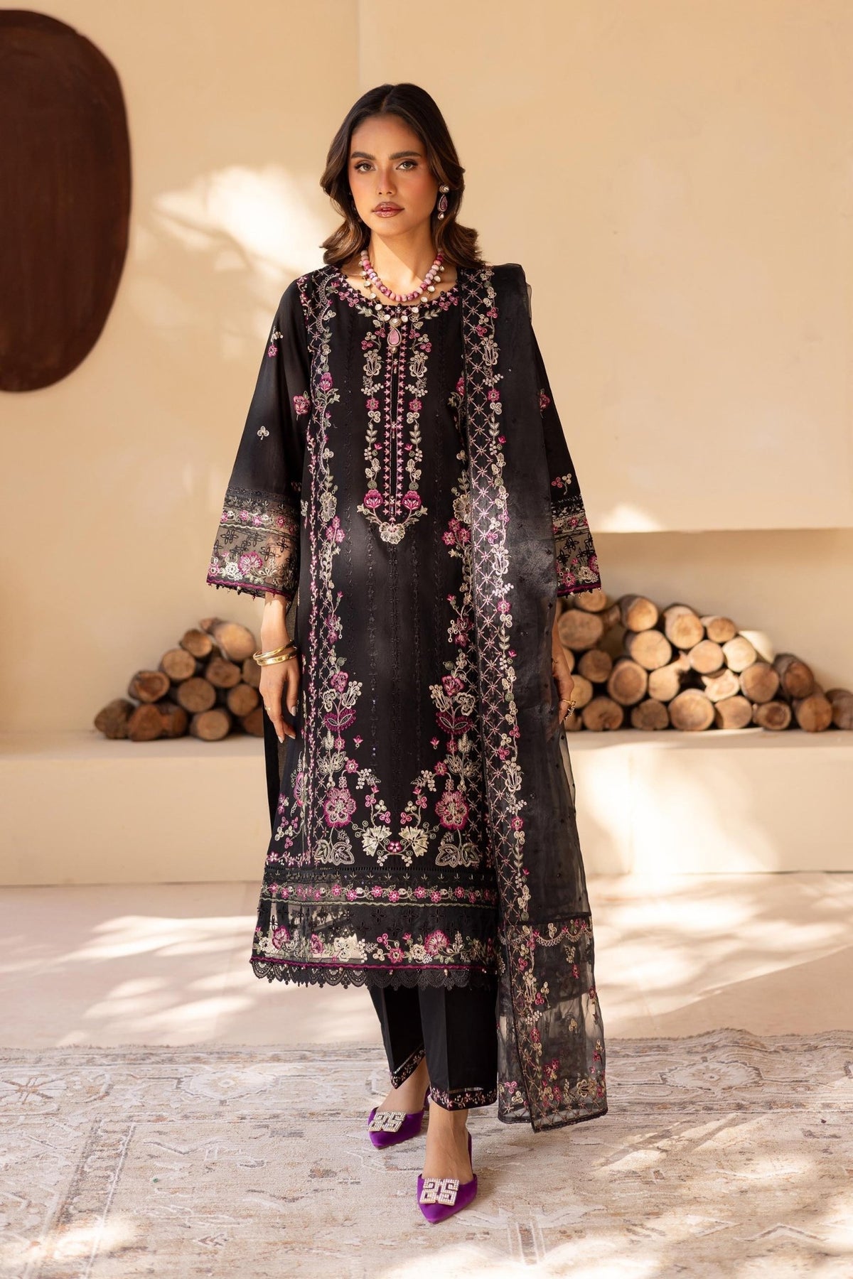 Batik | Cyra Luxury Solids | Black Onyx-Brand:Batik-Type:Ladies Clothes-Black-Lawn-House of Maryam- Buy in UK, USA