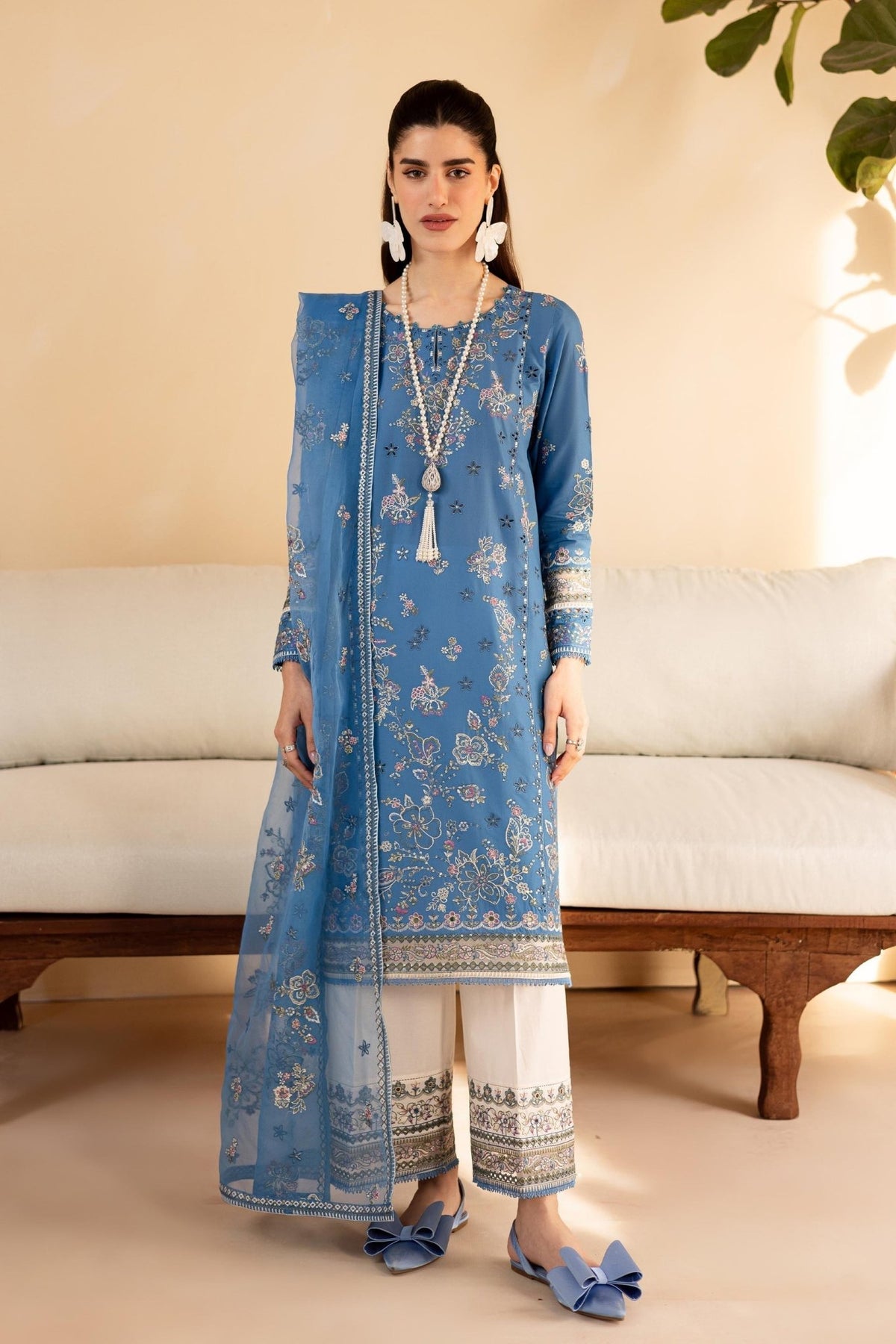 Batik | Cyra Luxury Solids | Farnando-Brand:Batik-Type:Ladies Clothes-Peacock Blue-Lawn-House of Maryam- Buy in UK, USA