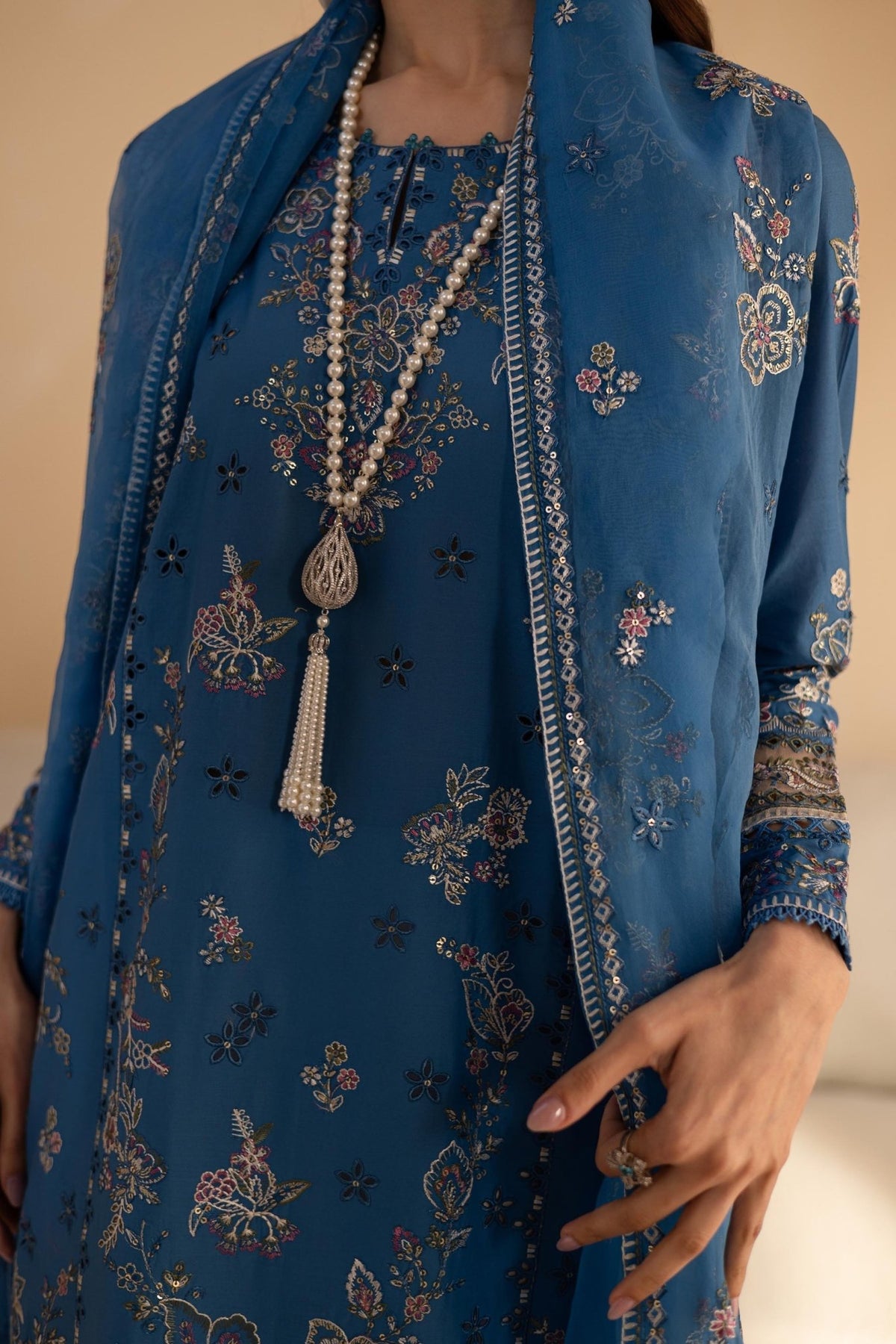 Batik | Cyra Luxury Solids | Farnando-Brand:Batik-Type:Ladies Clothes-Peacock Blue-Lawn-House of Maryam- Buy in UK, USA