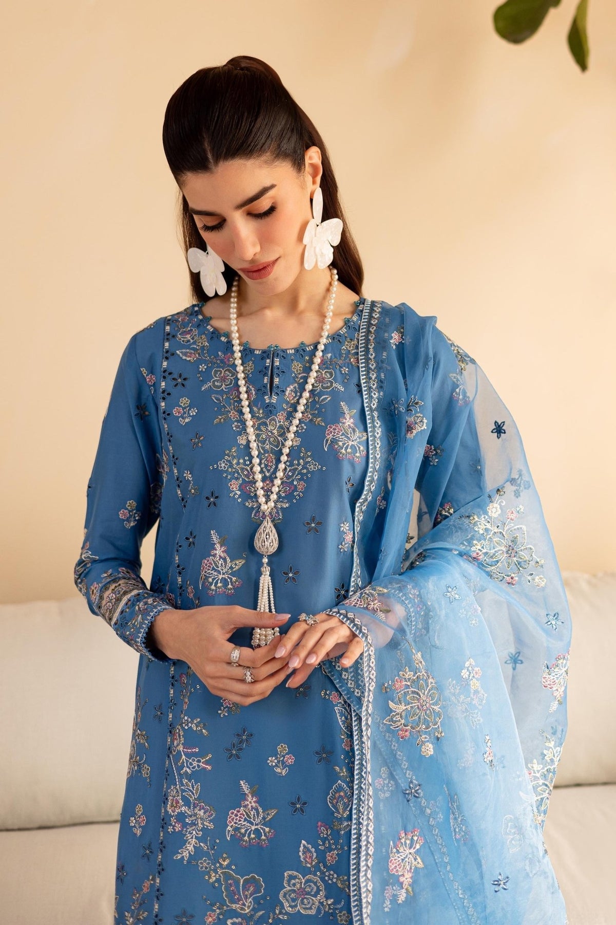 Batik | Cyra Luxury Solids | Farnando-Brand:Batik-Type:Ladies Clothes-Peacock Blue-Lawn-House of Maryam- Buy in UK, USA