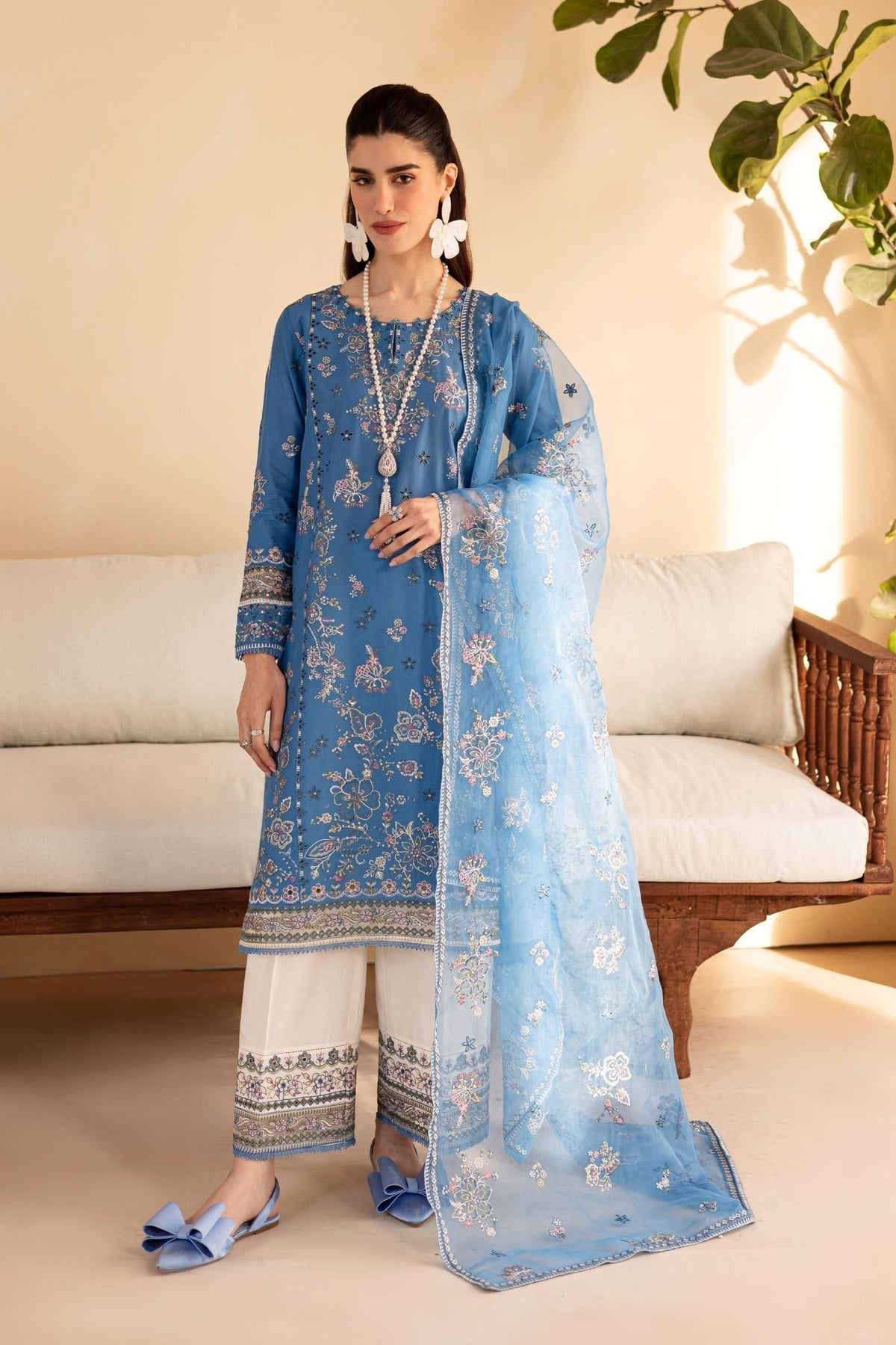 Batik | Cyra Luxury Solids | Farnando-Brand:Batik-Type:Ladies Clothes-Peacock Blue-Lawn-House of Maryam- Buy in UK, USA