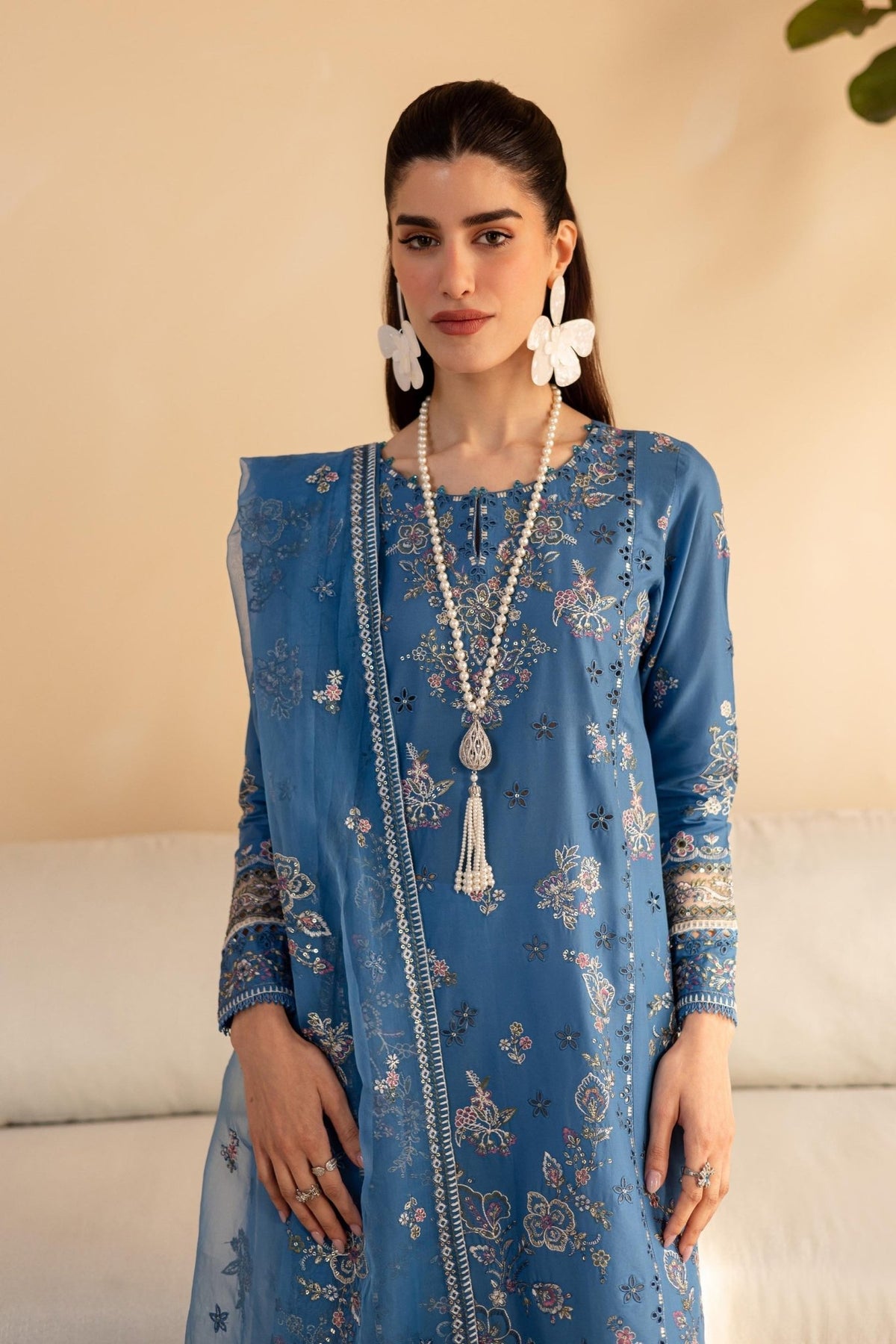 Batik | Cyra Luxury Solids | Farnando-Brand:Batik-Type:Ladies Clothes-Peacock Blue-Lawn-House of Maryam- Buy in UK, USA