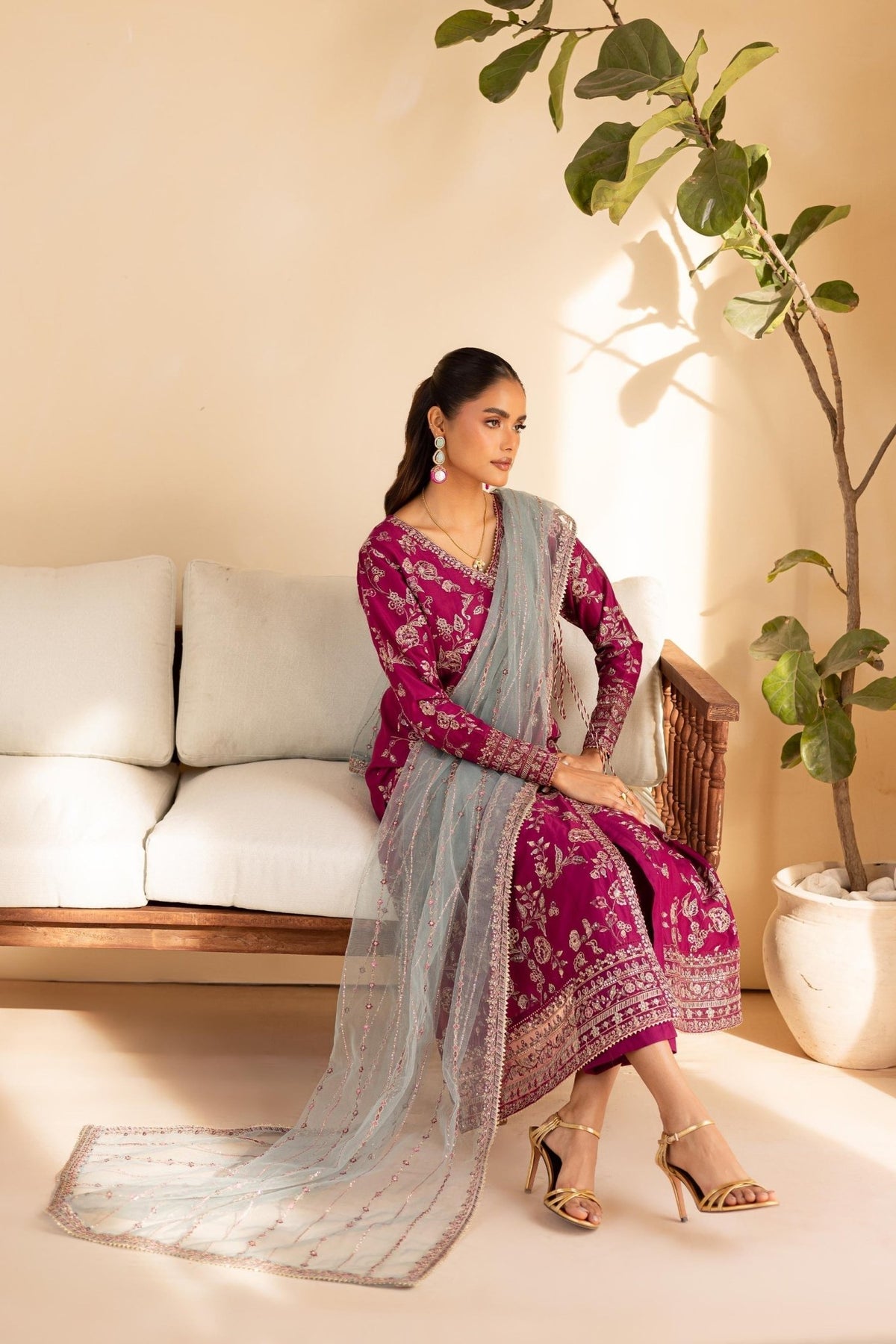 Batik | Cyra Luxury Solids | Fig-Brand:Batik-Type:Ladies Clothes-Magenta-Lawn-House of Maryam- Buy in UK, USA