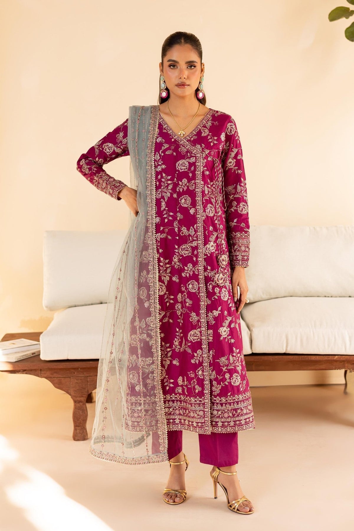 Batik | Cyra Luxury Solids | Fig-Brand:Batik-Type:Ladies Clothes-Magenta-Lawn-House of Maryam- Buy in UK, USA