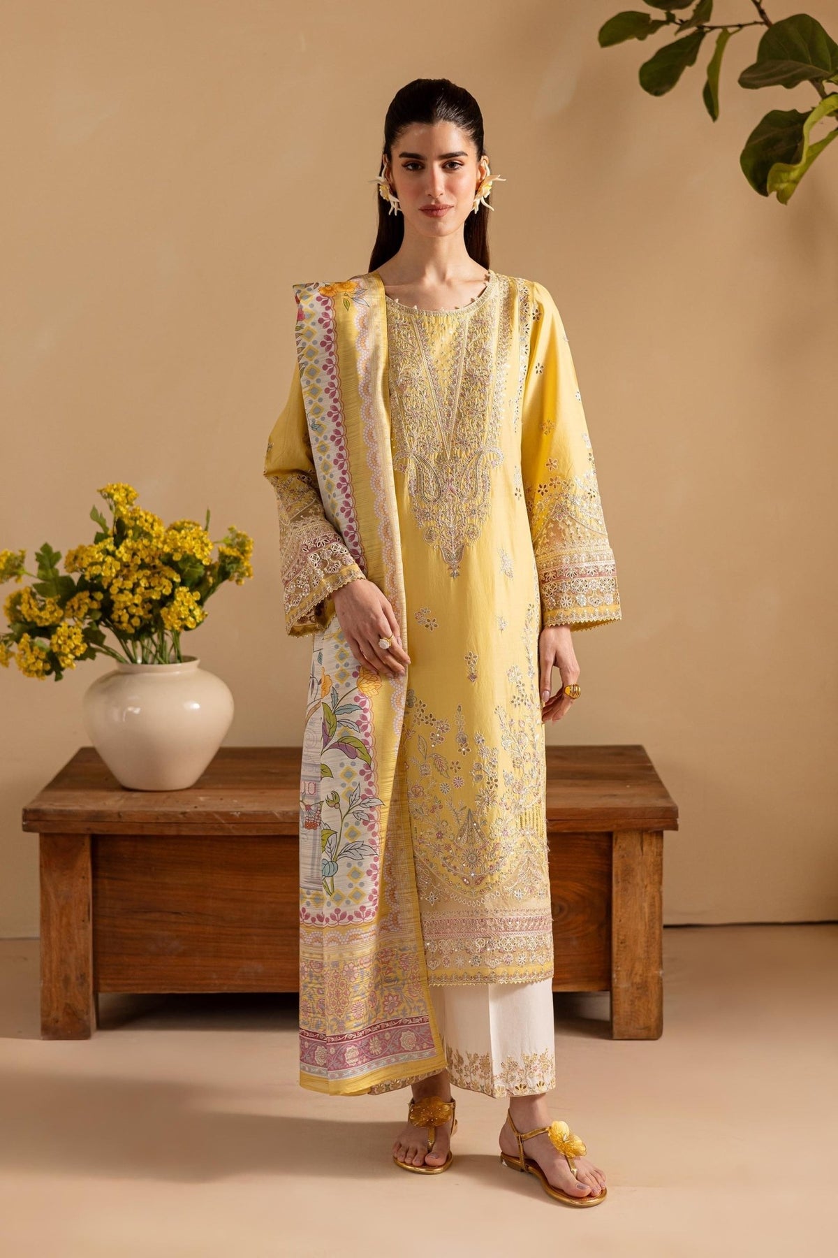 Batik | Cyra Luxury Solids | Lime Yellow-Brand:Batik-Type:Ladies Clothes-Maize Yellow-Lawn-House of Maryam- Buy in UK, USA