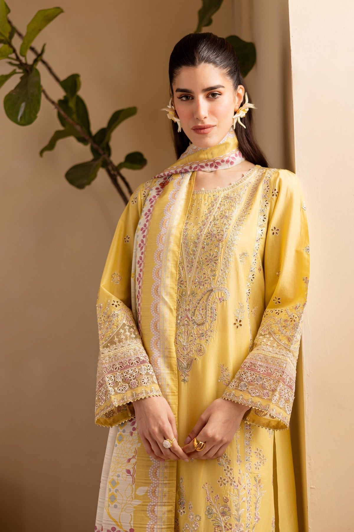 Batik | Cyra Luxury Solids | Lime Yellow-Brand:Batik-Type:Ladies Clothes-Maize Yellow-Lawn-House of Maryam- Buy in UK, USA