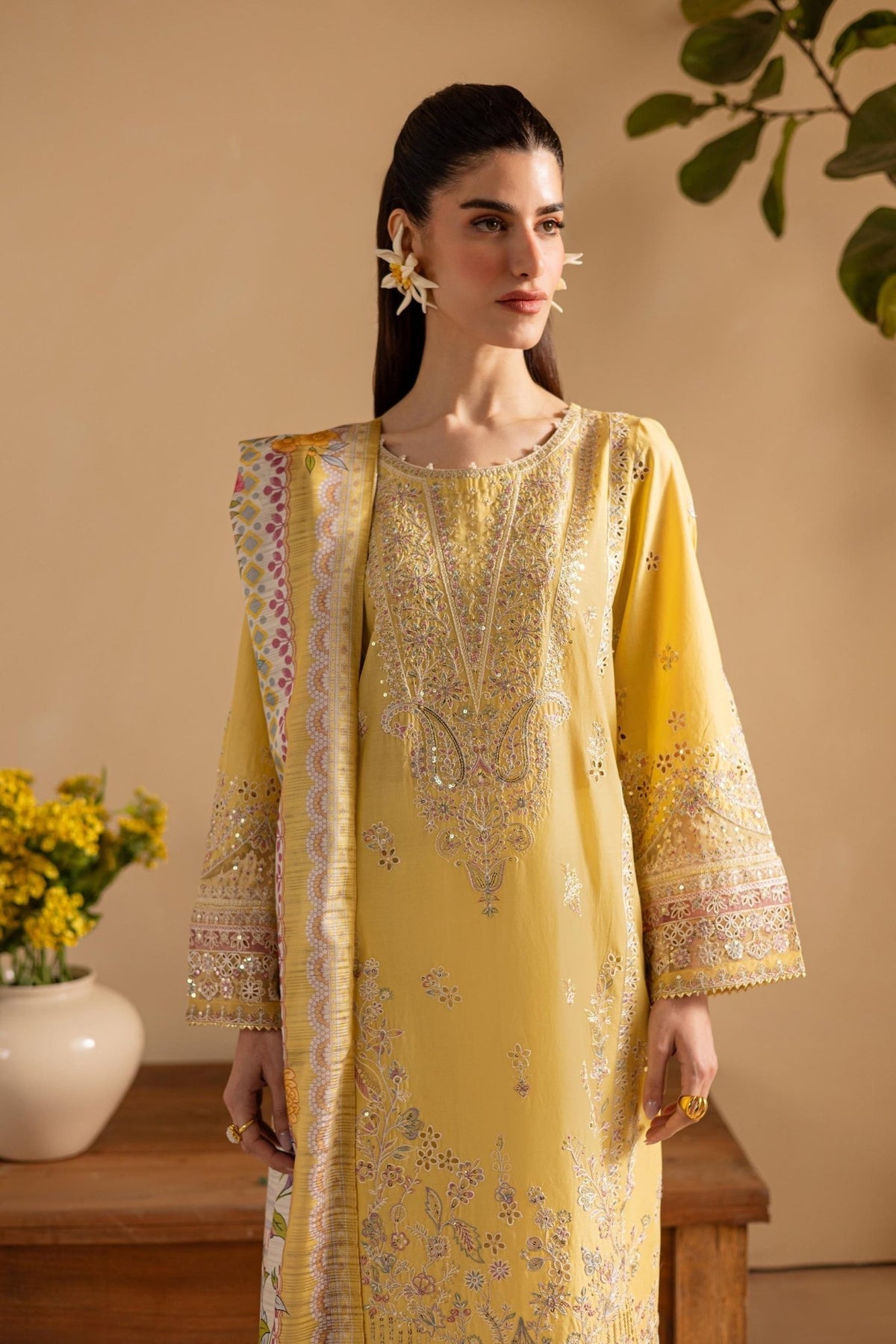 Batik | Cyra Luxury Solids | Lime Yellow-Brand:Batik-Type:Ladies Clothes-Maize Yellow-Lawn-House of Maryam- Buy in UK, USA